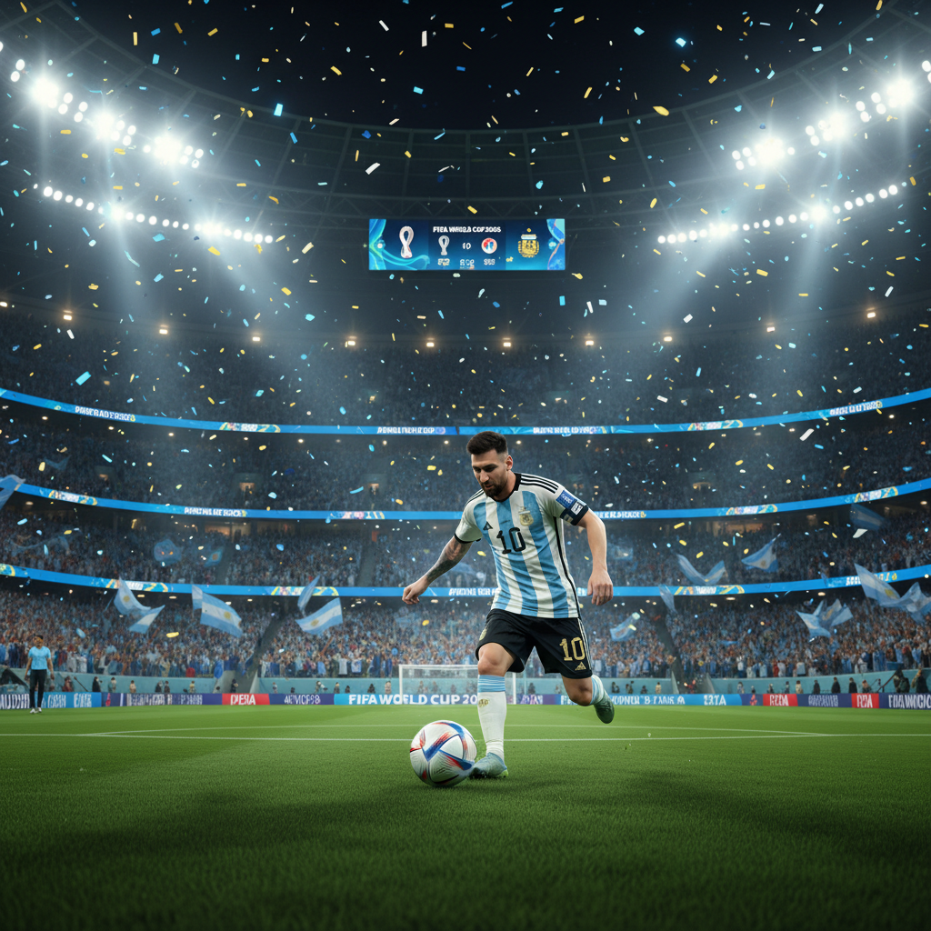 Estadio con público durante fase de grupos de la Copa del Mundo 2026 con messi mundial 2026