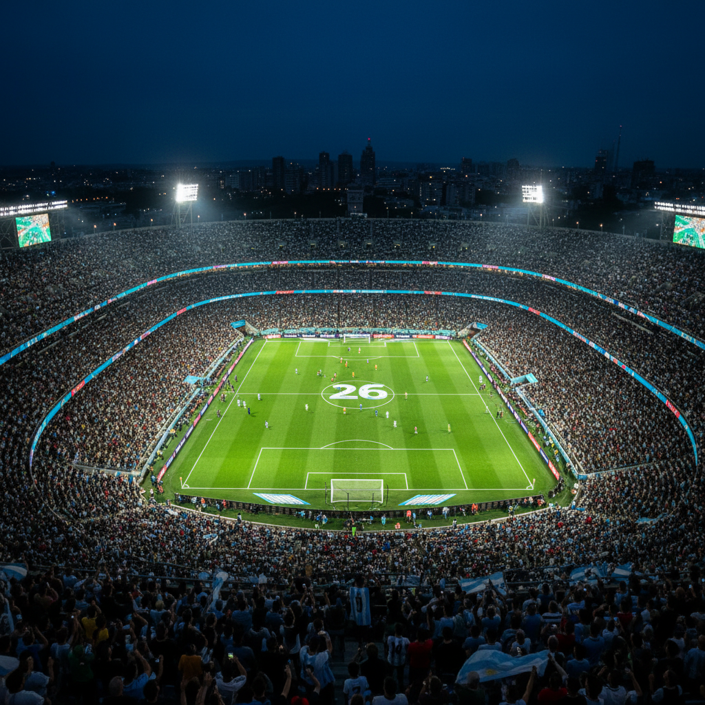 Acción en el campo en un partido de eliminatorias rumbo a messi copa del mundo 2026